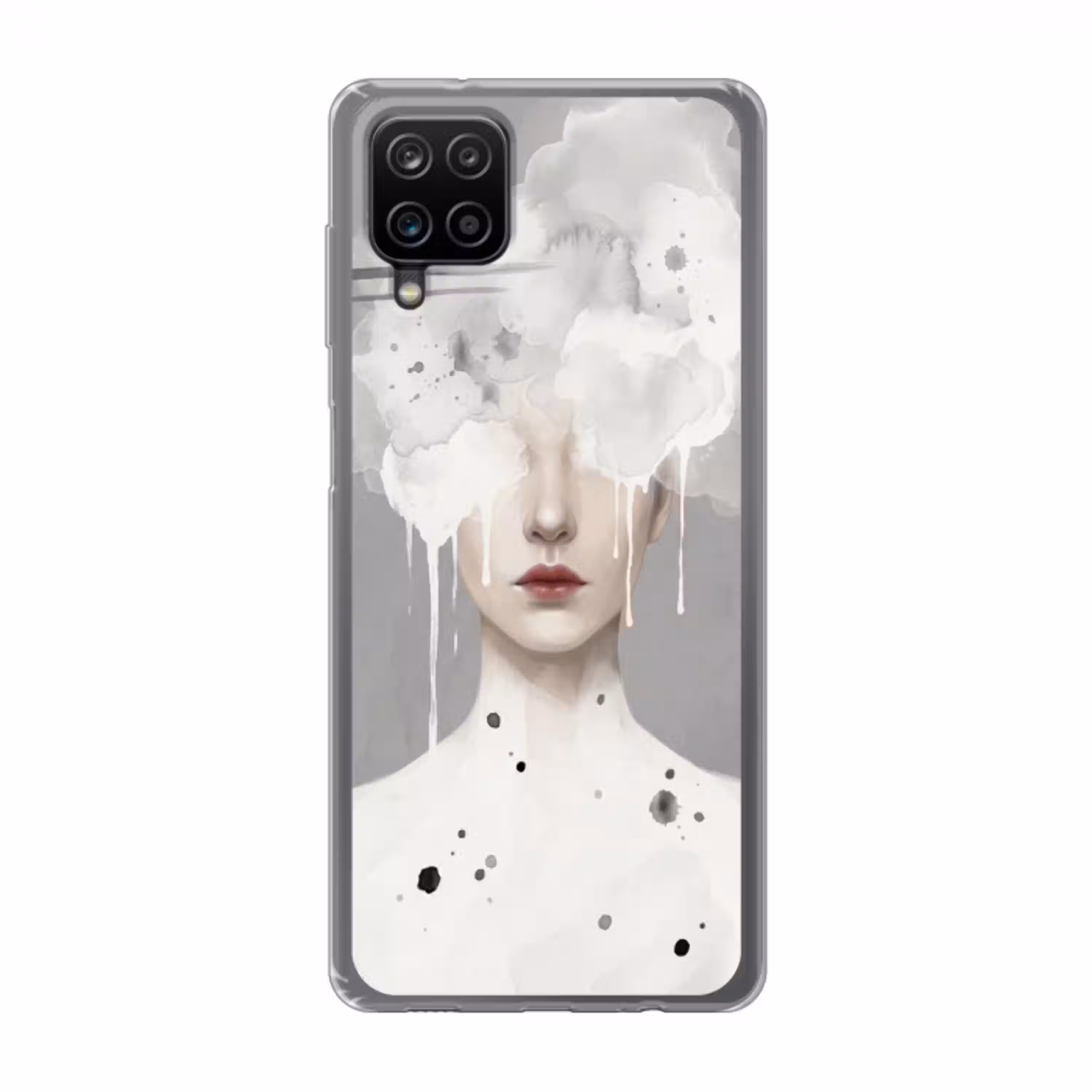 Vrouw - Wolk - Grijs Telefoonhoesje Samsung Galaxy A12 klein -3d