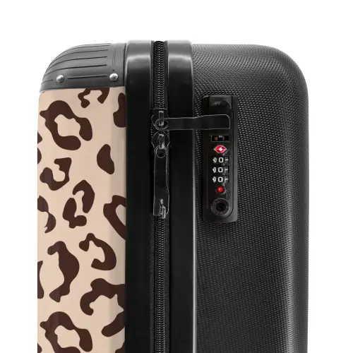Dierenprints - Panterprint koffer in bruin en beige NBS - Handbagage koffer - Kinderen Unisex middel -slot