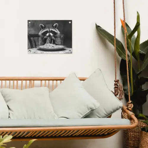 Wasbeer - Cute - Pasta - Tafelkleed - Zwart - Wit tuinposter los doek klein -sfeer7