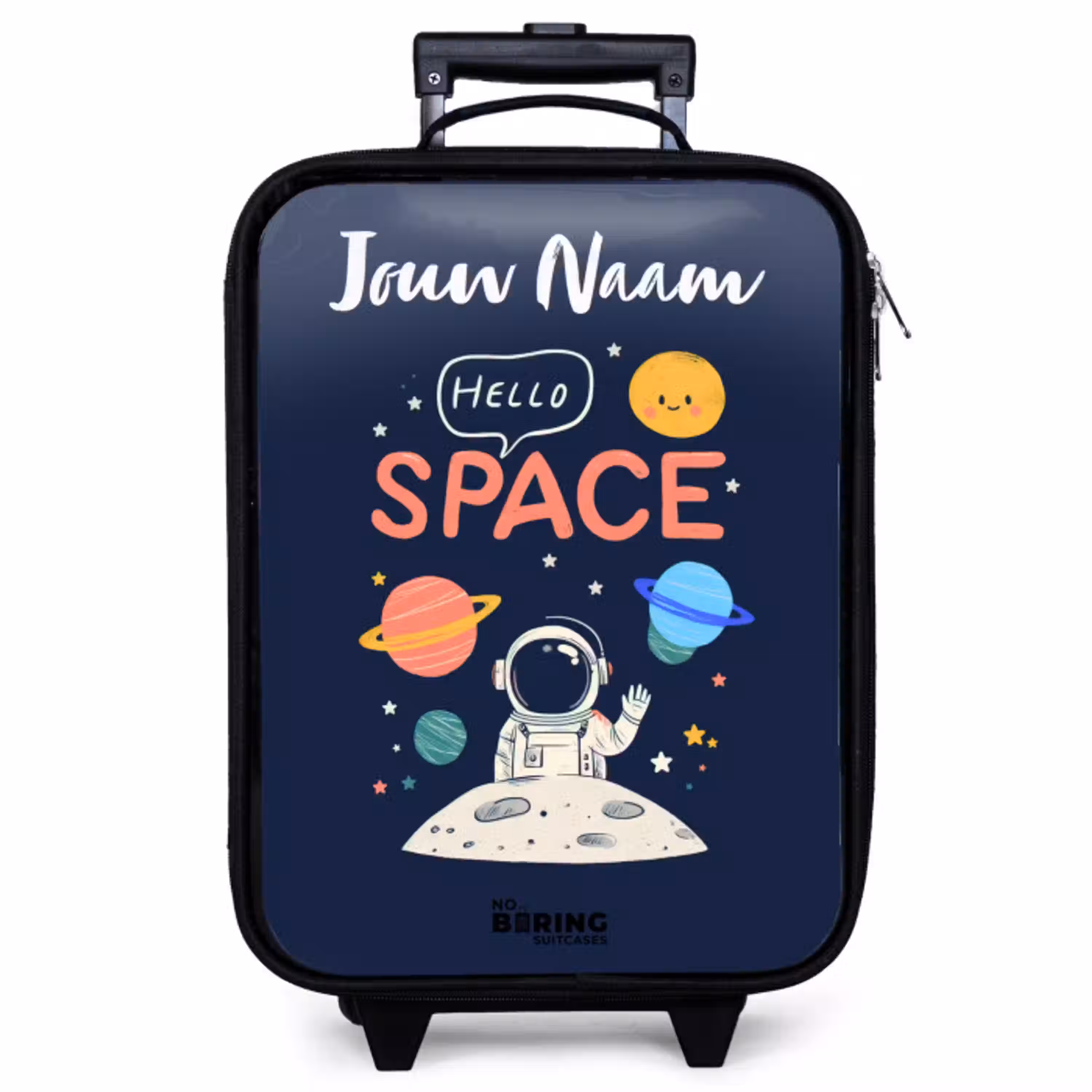Astronaut - Quote - Planeten - Sterren Kinderkoffer - Zwart klein -zzz_website3d