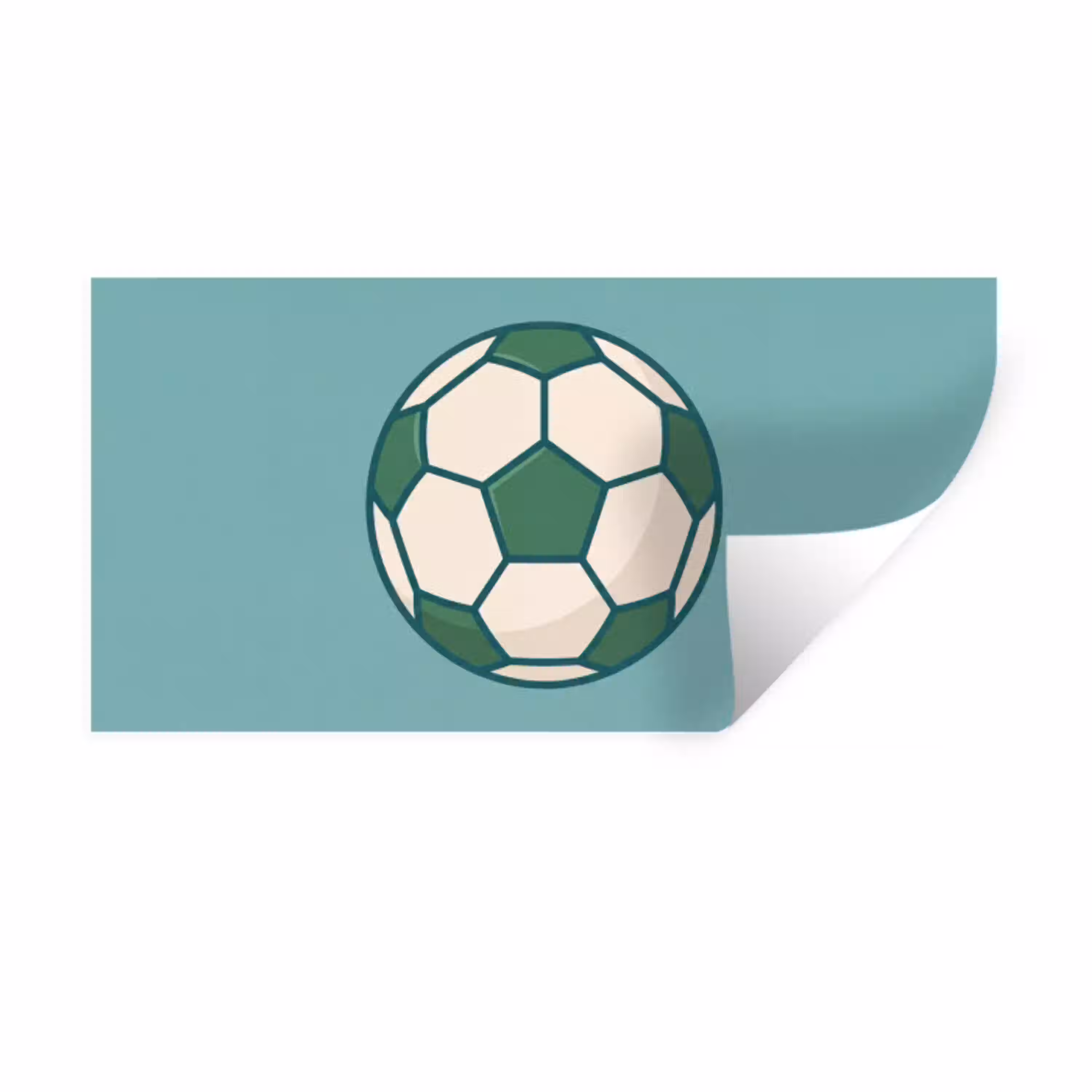Voetbal - Geometrisch - Sport - Illustratie - Blauwgroen Muursticker klein -3d