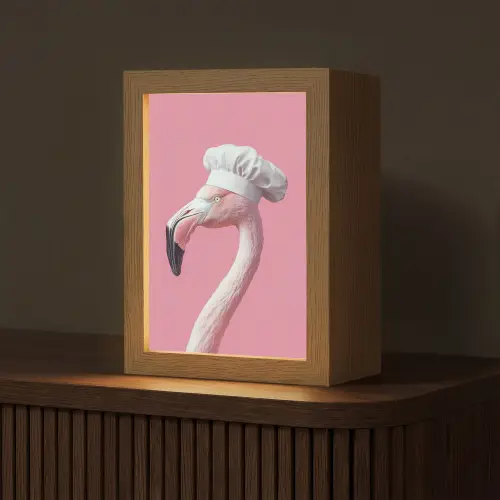Flamingo - Roze - Koksmuts - Vogel Light Box met kabel (Tafellamp) klein -z3d_website