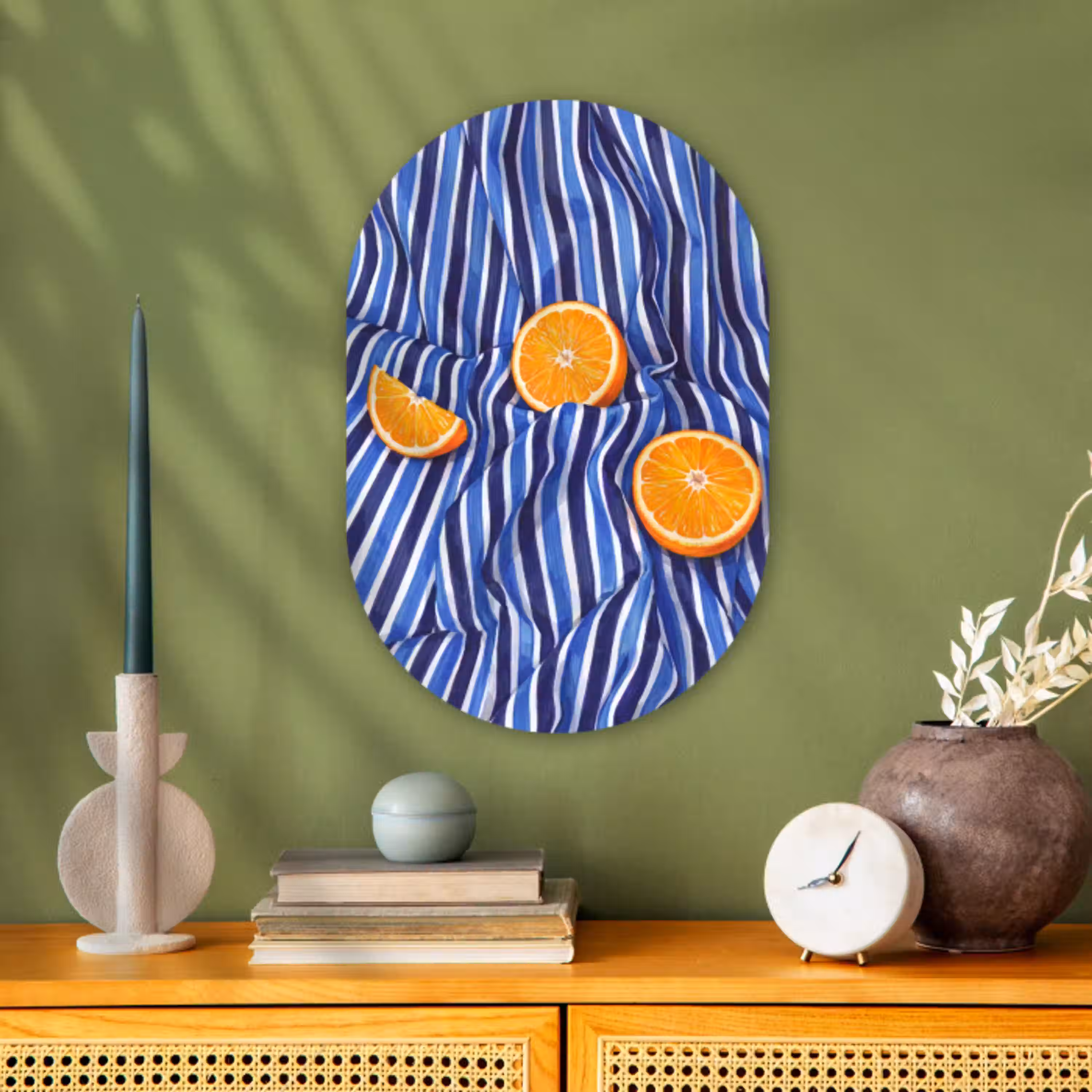 Eten - Fruit - Oranje Wandcirkel Ovaal Forex klein -sfeer2