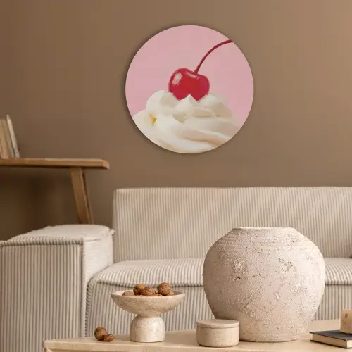 Kers - Slagroom - Roze Akoestische PET Vilt - Rond klein -sfeer1