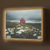 Heuvel - Huisje - Bloemen - Wit Light Box met batterij (Wandlamp) middel -z3d_website