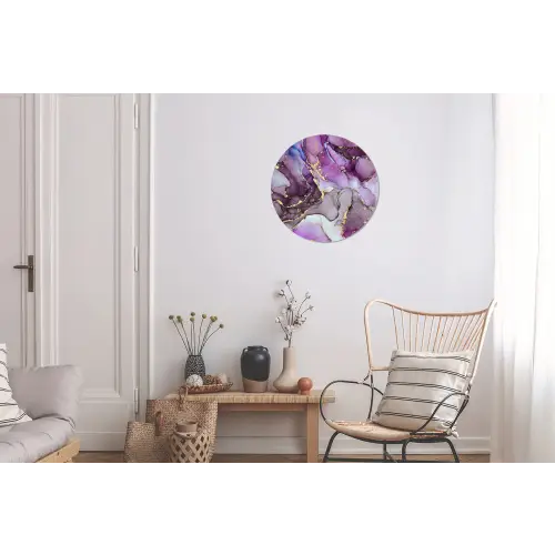 Marmer - Roze - Paars - Gold Wandcirkel aluminium klein -woonkamer