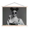 Vrouw - Pasta - Zonnebril textielposter latten blank klein -3d