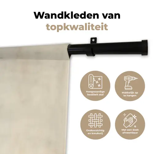 Penseelstreken - Verticaal - Zwart Wandkleed katoen klein -sfeer2
