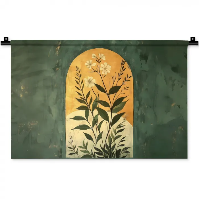 Plant - Bloemen - Wit Wandkleed katoen klein -zz3d