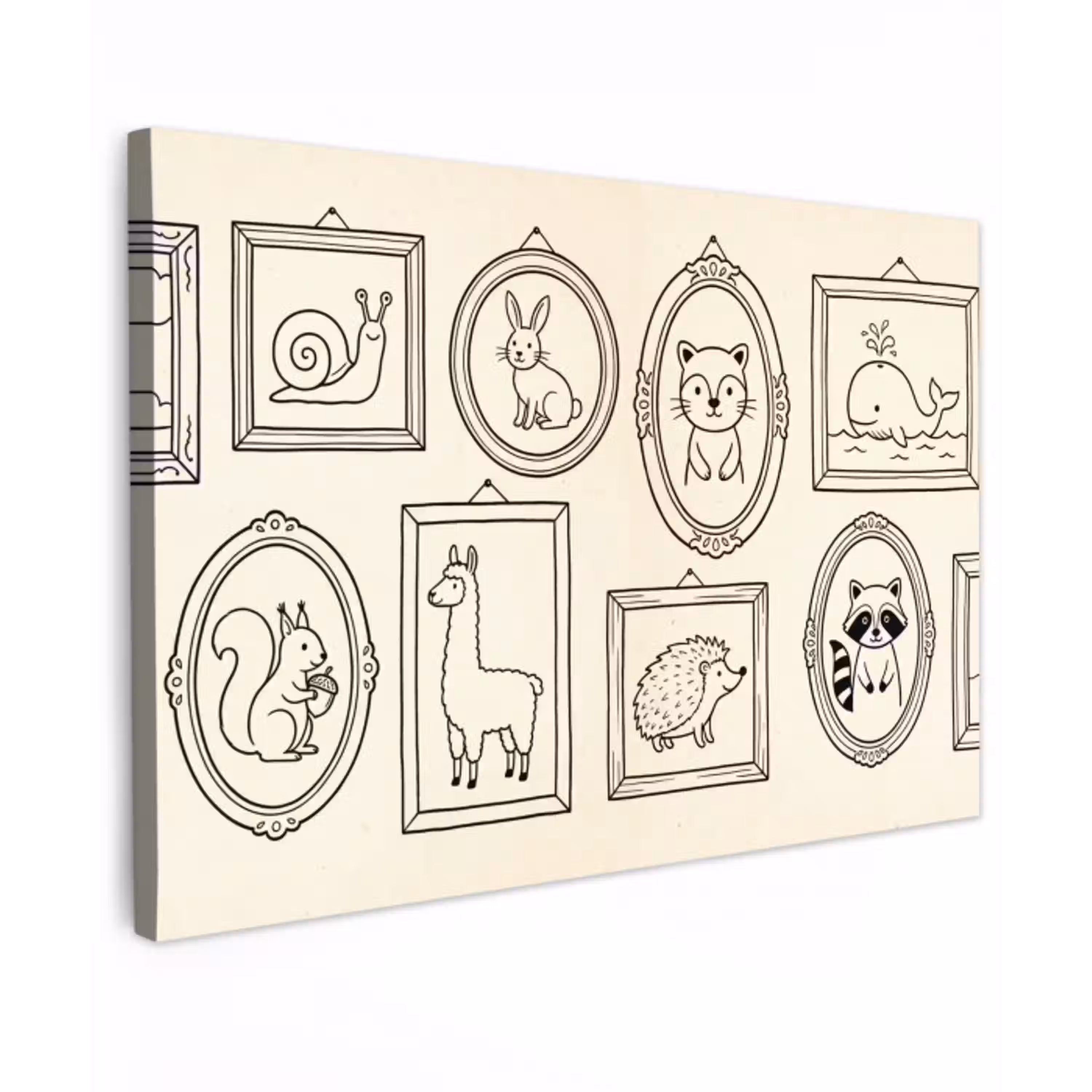 Dieren - Illustratie - Lijsten - Galerij - Speels Tuinposter op houten frame 2 cm dik klein -3d