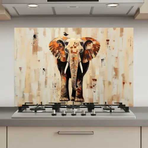 Olifant - Slurf - Mozaïek - Abstract keuken achterwand spatscherm klein -3d_website