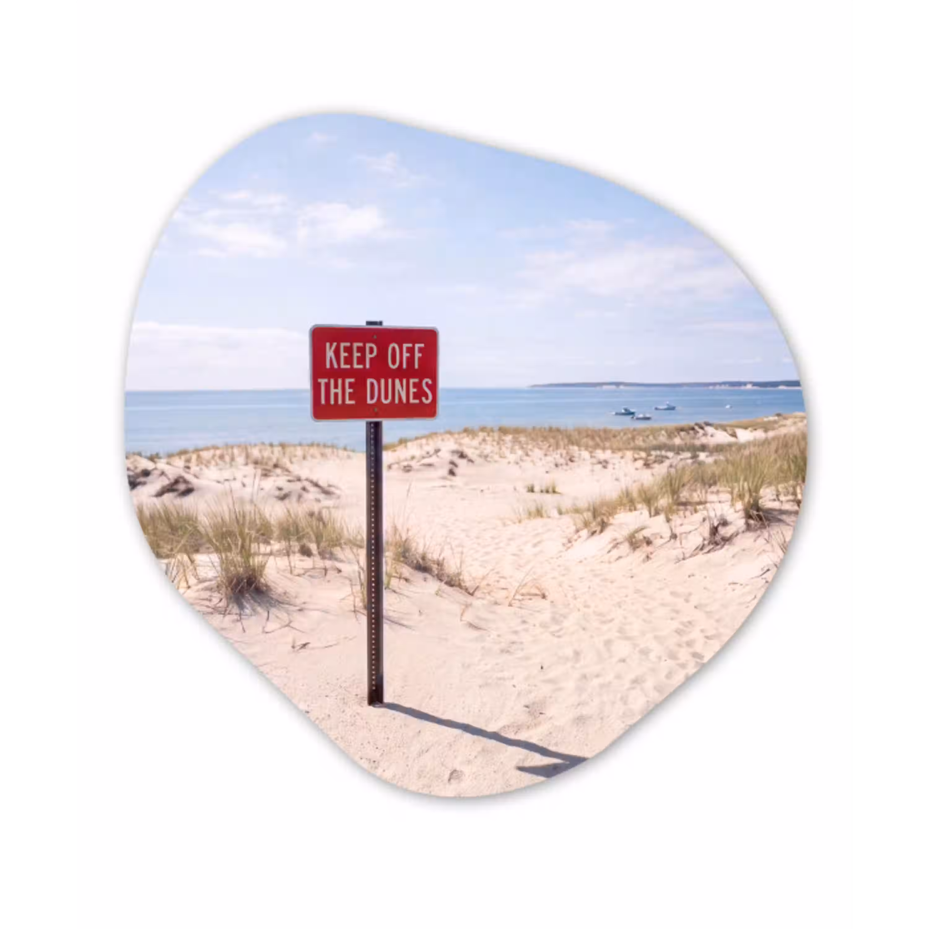Duin - Bord - Kust - Landschap - Rood Wandcirkel Organisch Aluminium middel -3d