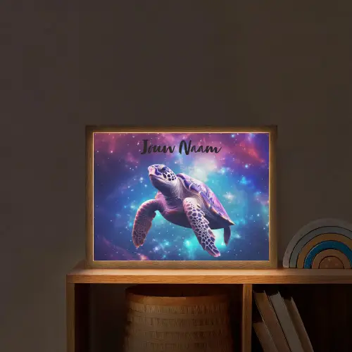 Schildpad - Dier - Galaxy - Ruimte Light Box met batterij (Wandlamp kind) middel -sfeer1_kind