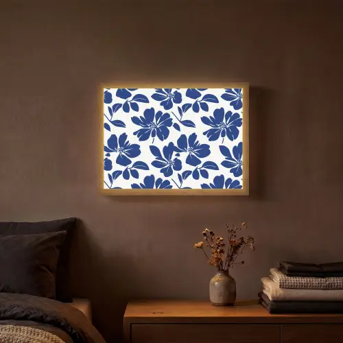 Floraal - Modern - Blauw Light Box met batterij (Wandlamp) middel 907 -sfeer4