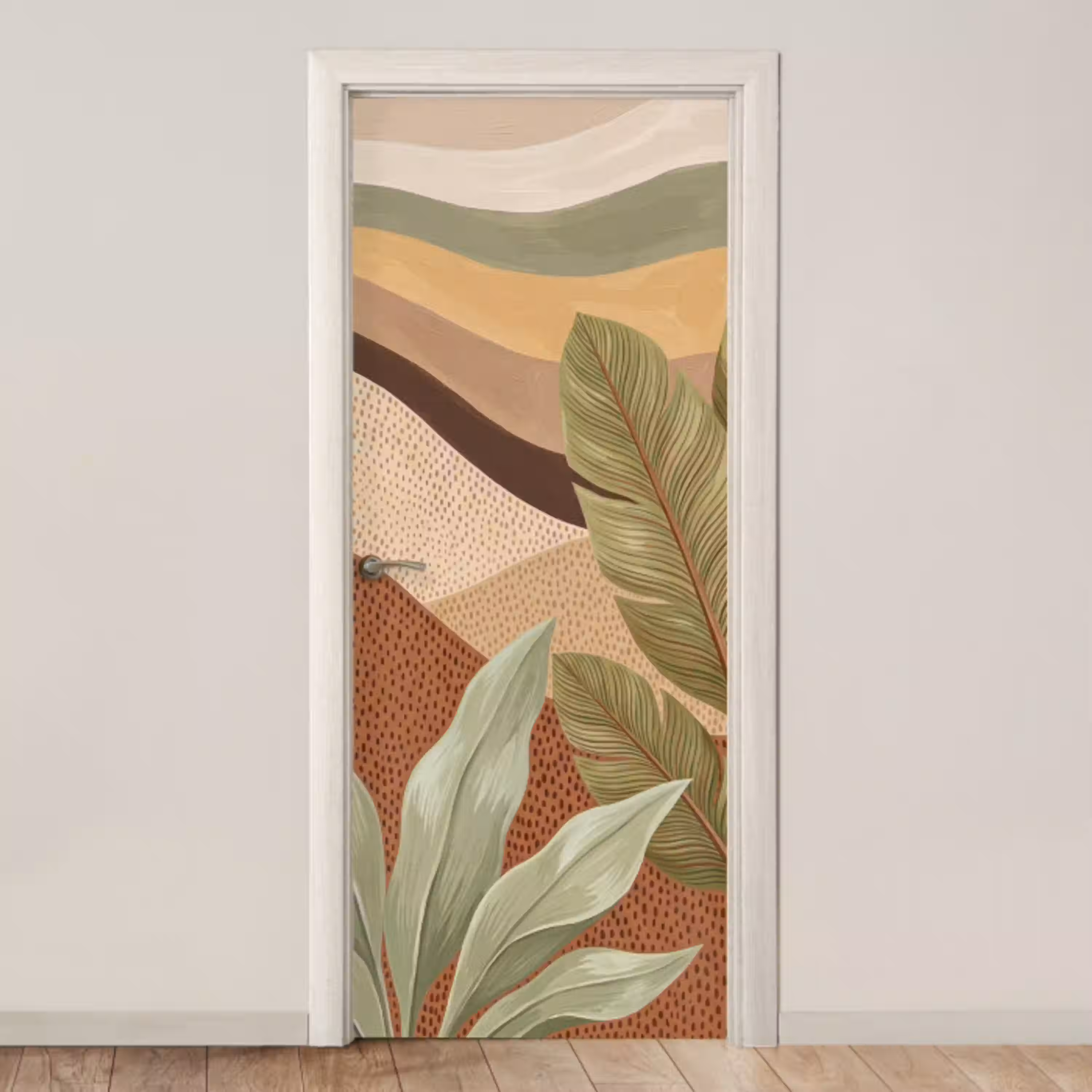 Natuur - Bladeren - Landschap - Abstract - Aardetinten deurposter klein -3d_beige