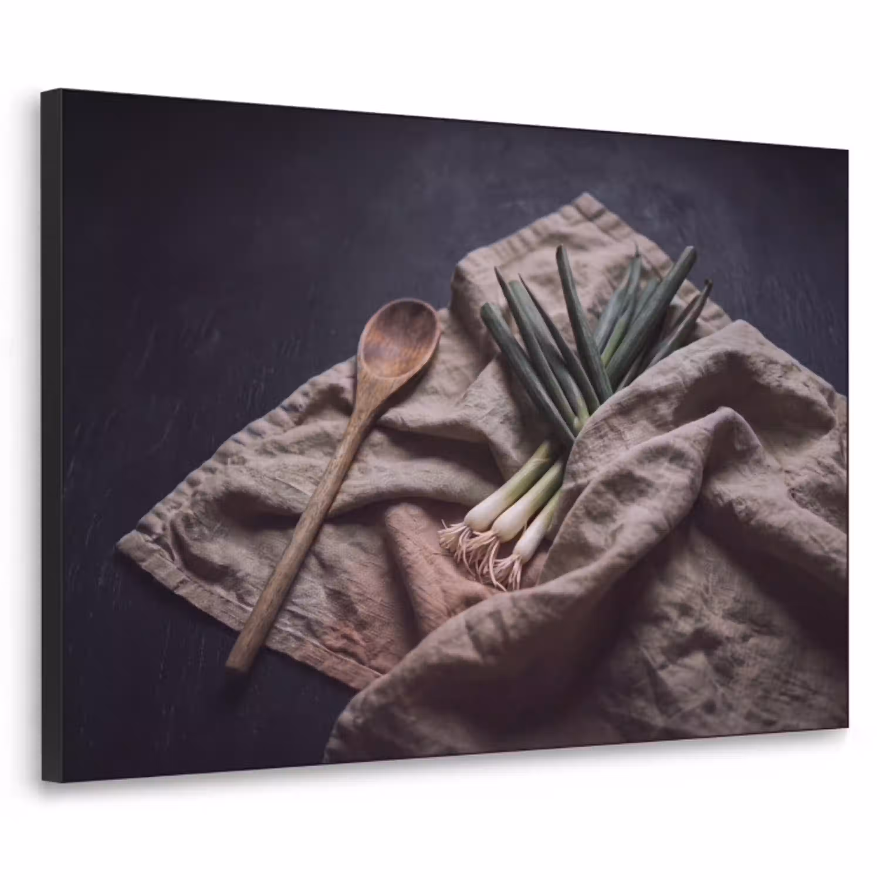 Eten - Lepel - Rustiek Textielframe zwart klein -3d