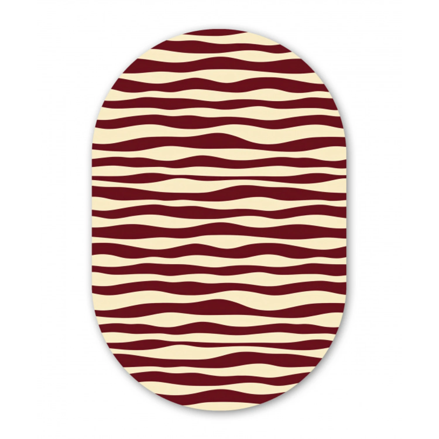 Golven - Rood - Patroon - Crème Wandcirkel Ovaal Forex klein 630 -3d