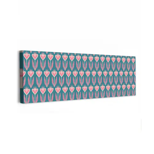 Blauw - Retro - Patroon - Hartjes canvas 2cm klein 828 -z3d