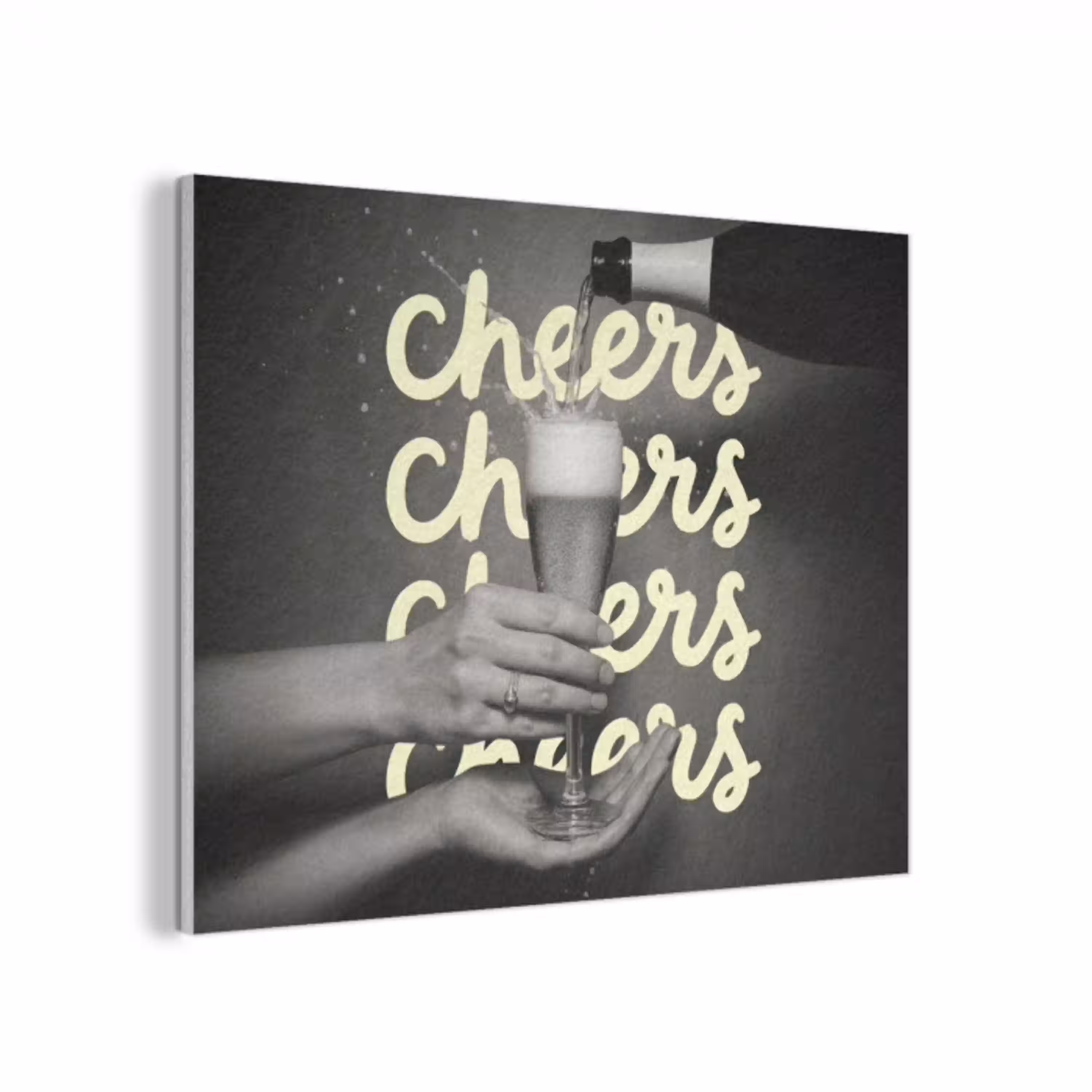 Cheers - Wijn - Zwart - Wit PET vilt klein -3d
