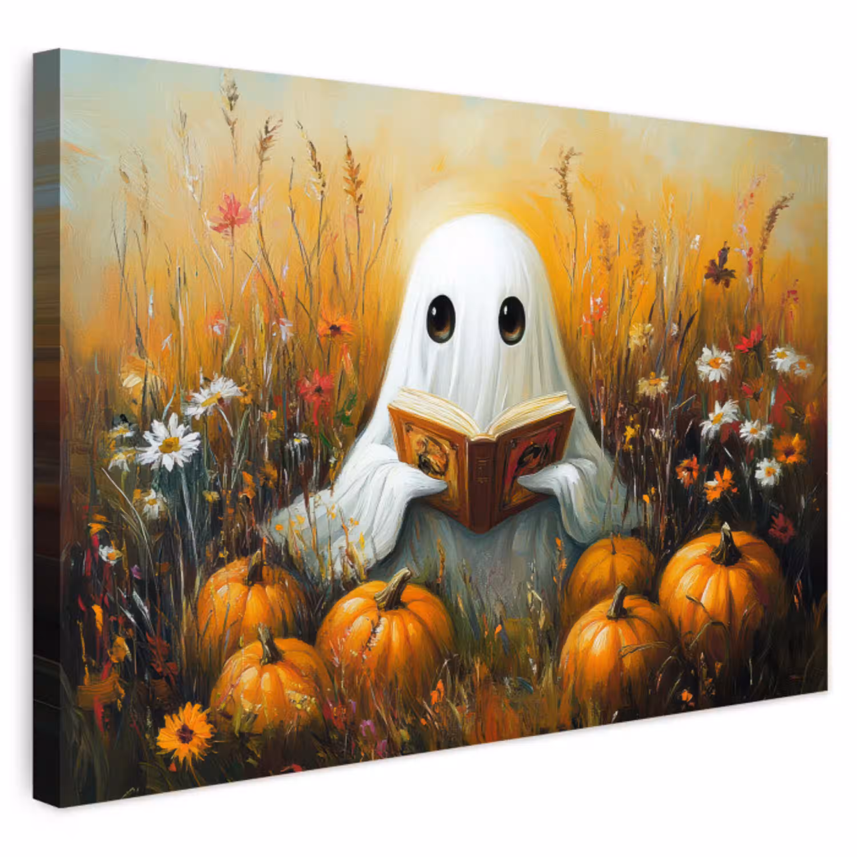 Halloween - Spook - Herfst - Pompoen - Bloemen - Natuur Tuinposter op houten frame 2 cm dik klein -3d