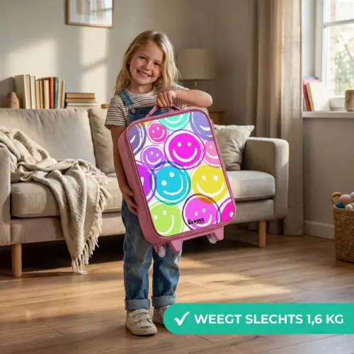Kleurrijke glimlachexplosie Kinderkoffer - Roze klein -sfeer2_NL