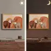 Olifanten - Oranje - Abstract Light Box met batterij (Wandlamp) middel -sfeer3