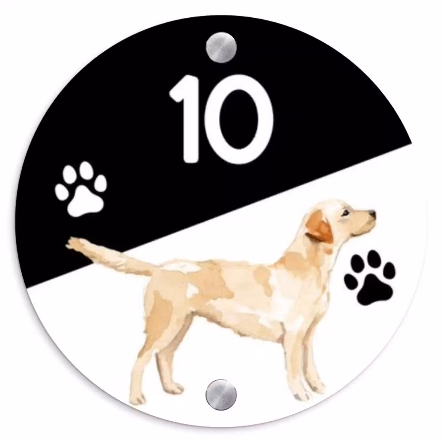 Naambordje voordeur - Rond - Zwart wit - Huisdier - Labrador