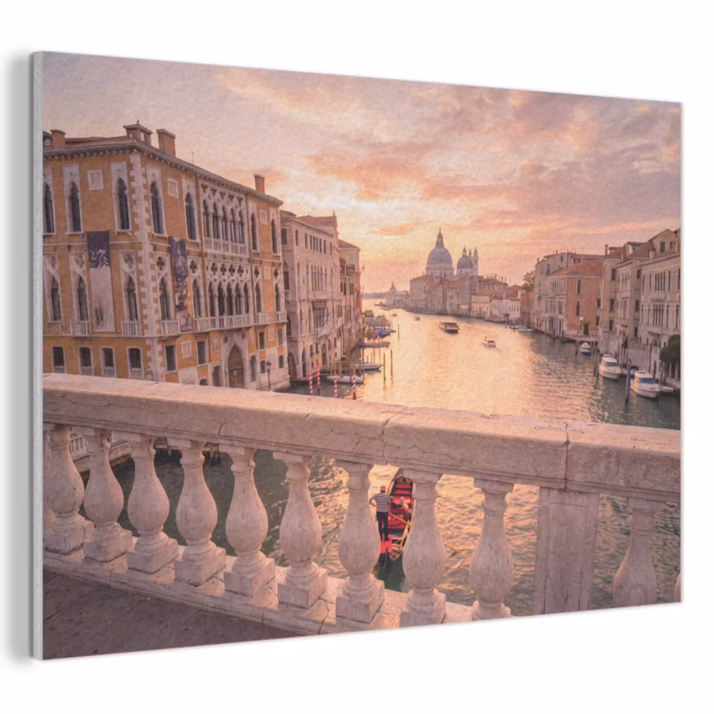 Stad - Venetië - Kanaal - Zonsopgang - Architectuur - Goud PET vilt klein -3d