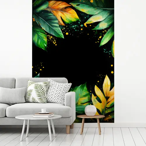Bladeren - Groen - Geel - Verf - Jungle fotobehang vinyl groot -woonkamer
