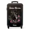 Zwart paard met witte bles en kleurrijke bloemen NBS - Handbagage koffer - Kinderen Unisex middel -productfoto_recht