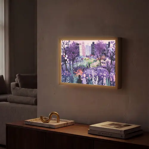Park - Bomen - Bloemen - Gebouwen Light Box met batterij (Wandlamp) middel -sfeer1
