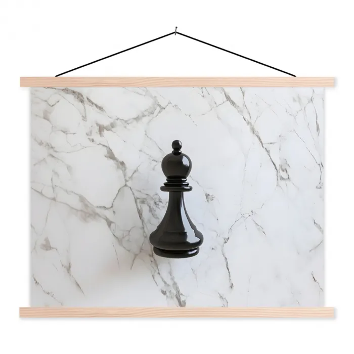 Schaakstuk - Loper - Zwart - Marmer textielposter latten blank klein -3d