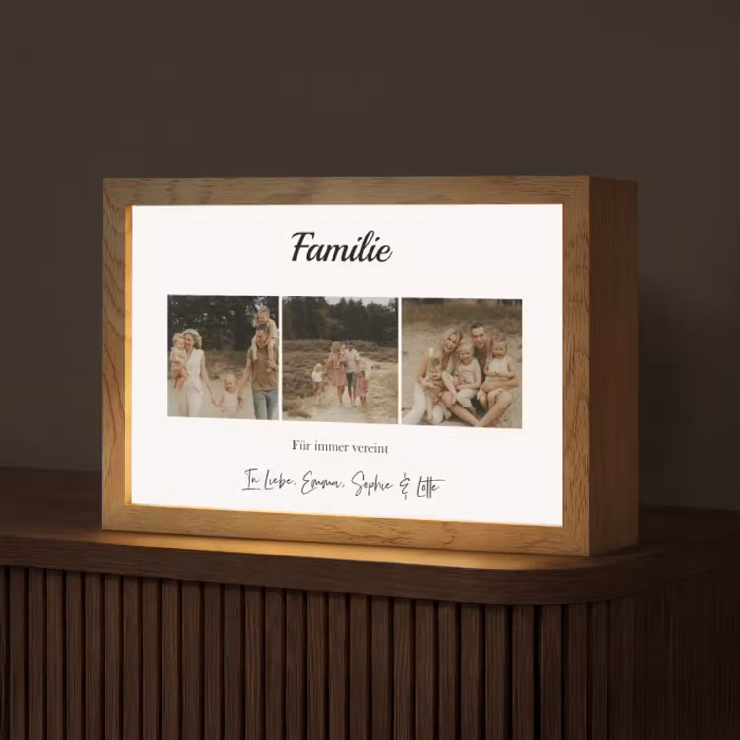 Personalisierte Lightbox - Familie - Fotocollage - 3 Fotos