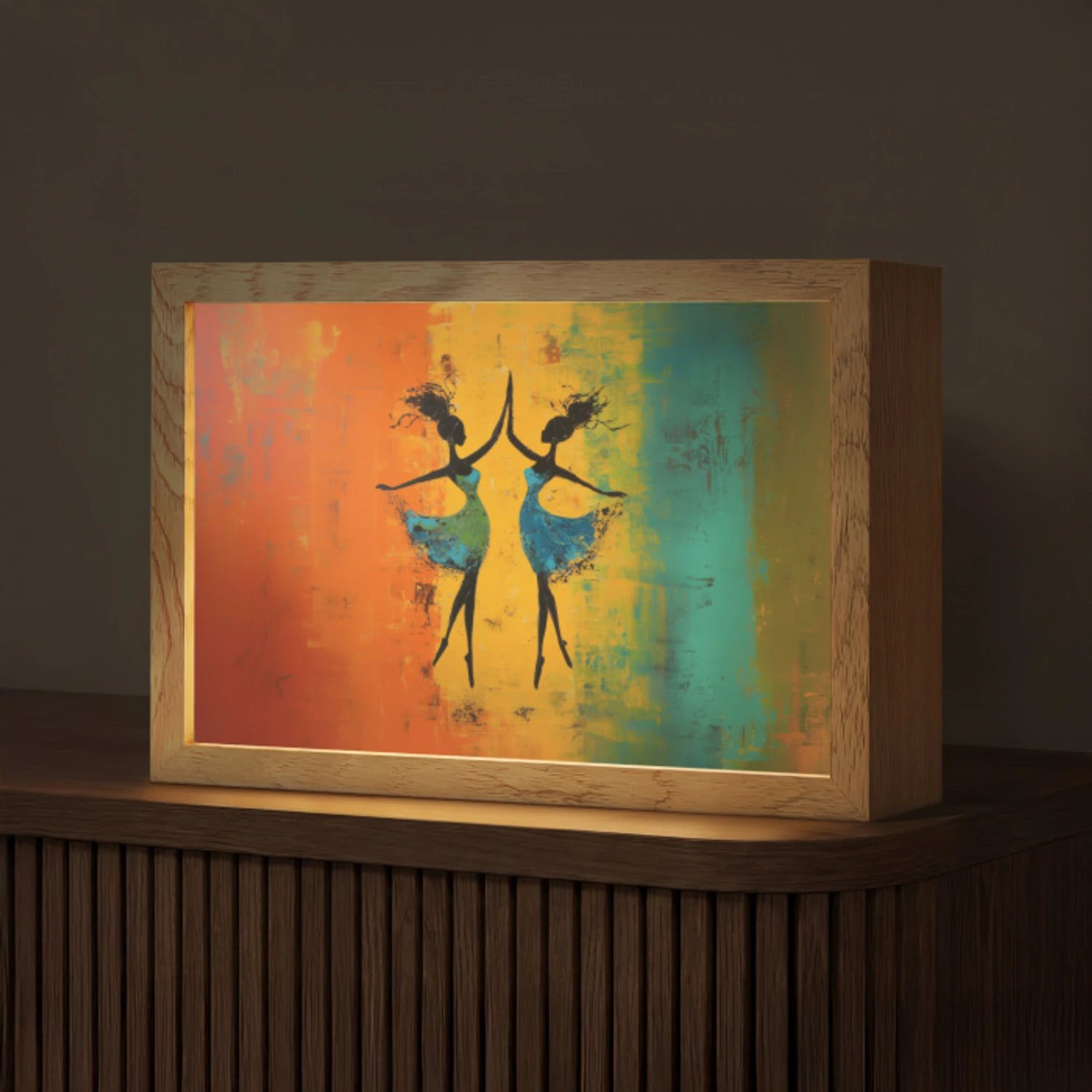 Dansen - Vrouwen - Verfstructuur Light Box met kabel (Tafellamp) klein -z3d_website