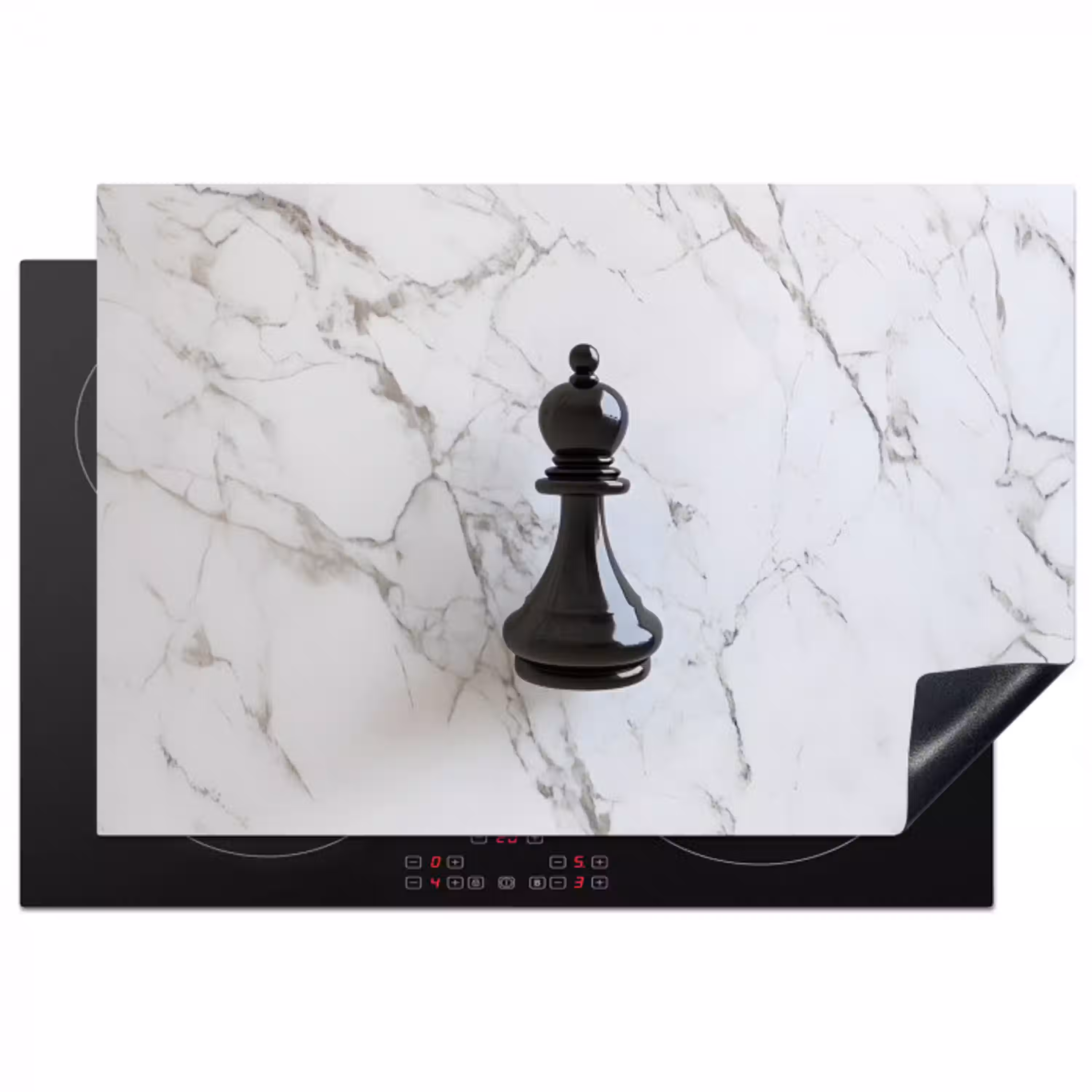 Schaakstuk - Loper - Zwart - Marmer Inductie beschermer vinyl 3mm klein -3d