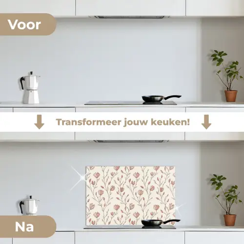 Patroon - Klassiek - Roze keuken achterwand spatscherm klein 900 -voor_na_NL