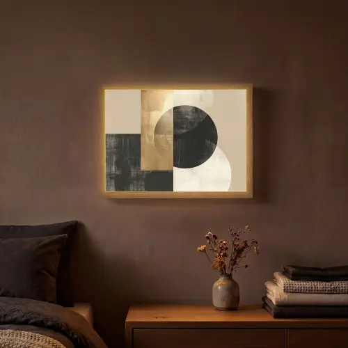 Abstract - Modern - Zwart - Goud Light Box met batterij (Wandlamp) middel -sfeer4