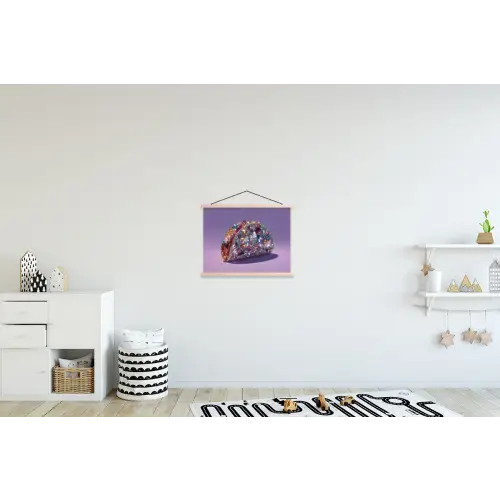 Edelstenen - Glitters - Paars - Kleurrijk textielposter latten blank klein -kinderkamer