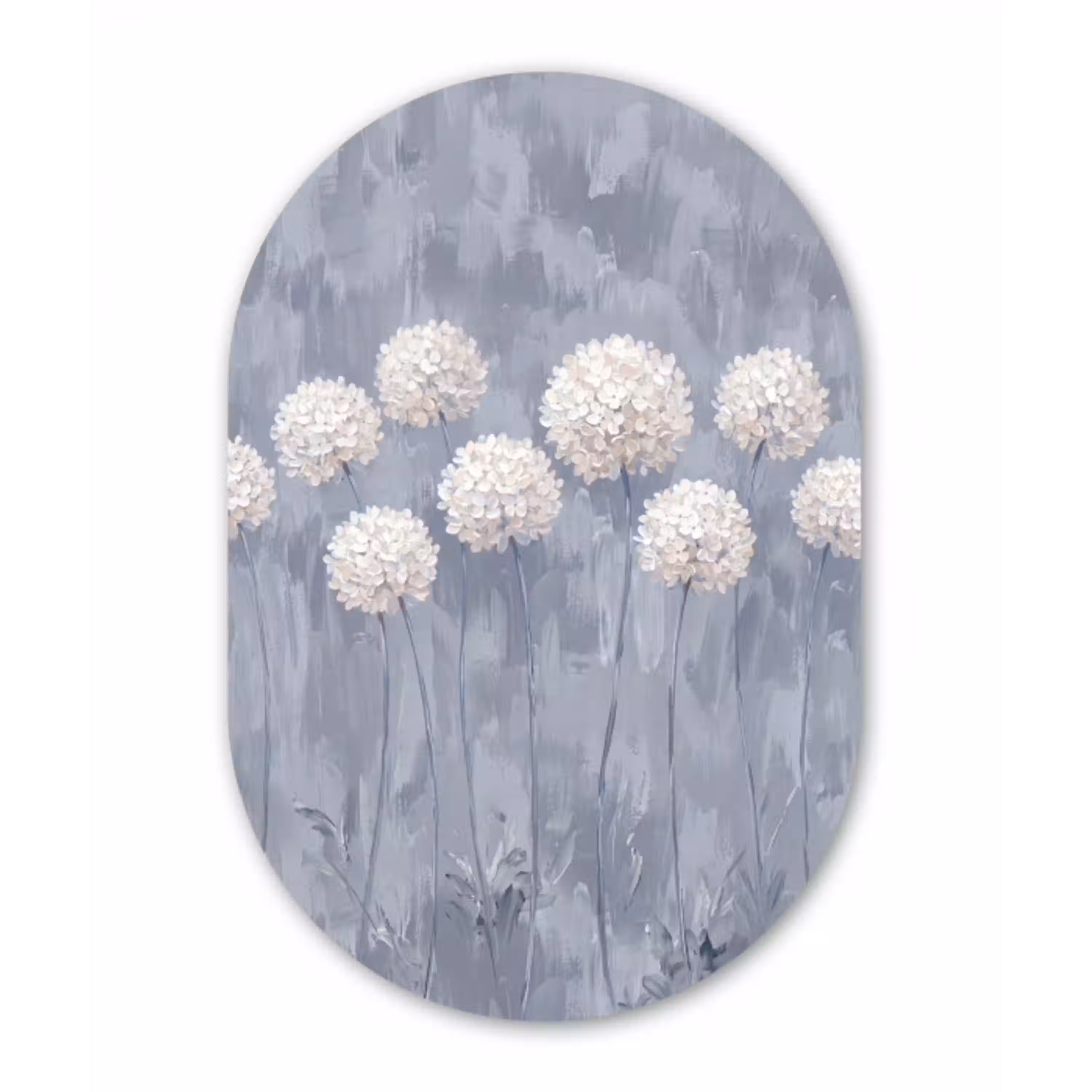 Bloemen - Illustratie - Blauw Wandcirkel Ovaal Aluminium middel -3d