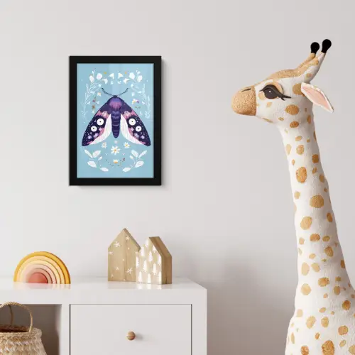 Bladeren - Wit - Vlinder - Insect fotolijst zwart zonder passe partout klein -usfeer4_kinderkamer