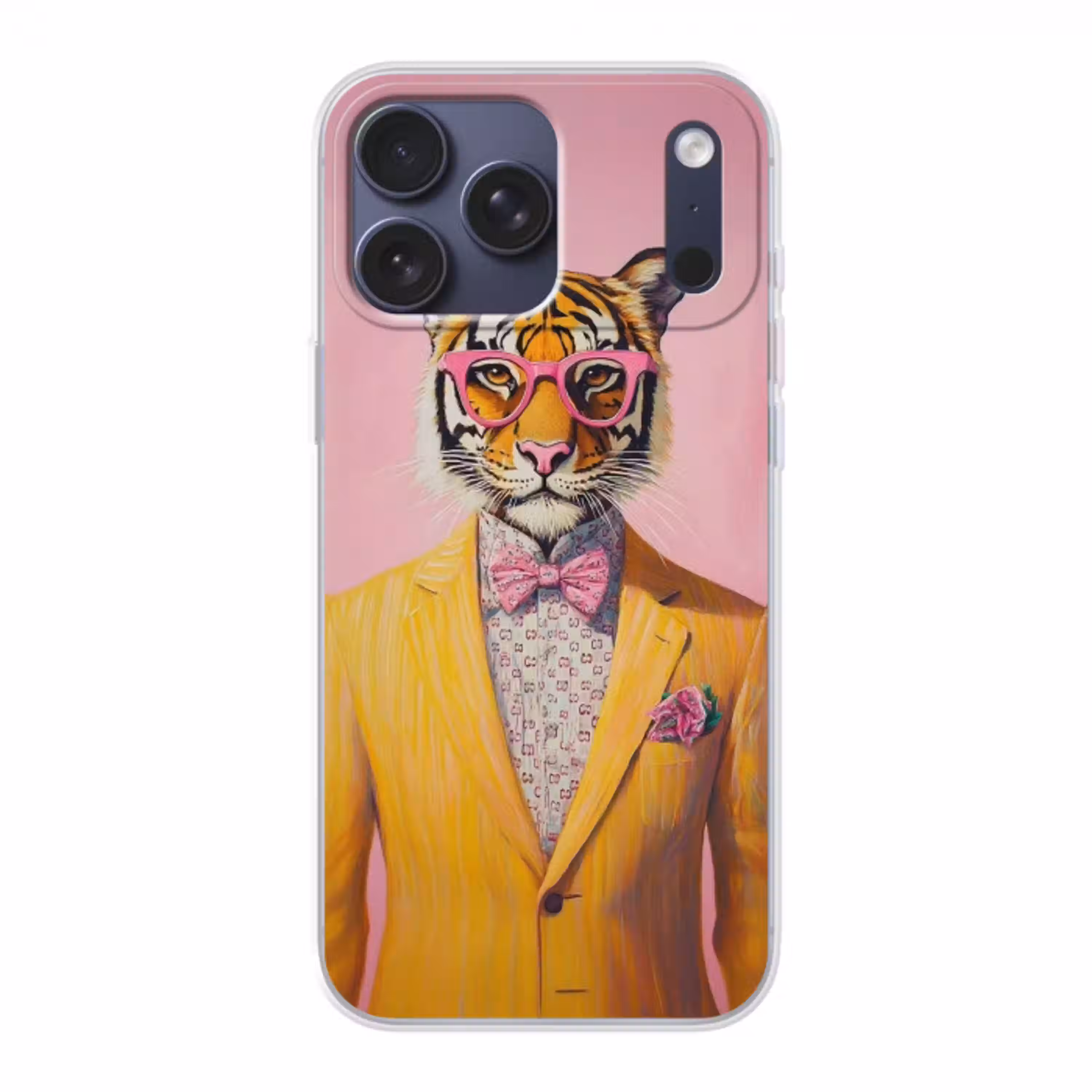 Tijger - Bril - Geel - Jasje Telefoonhoesje iPhone 17 Pro Max klein -3d
