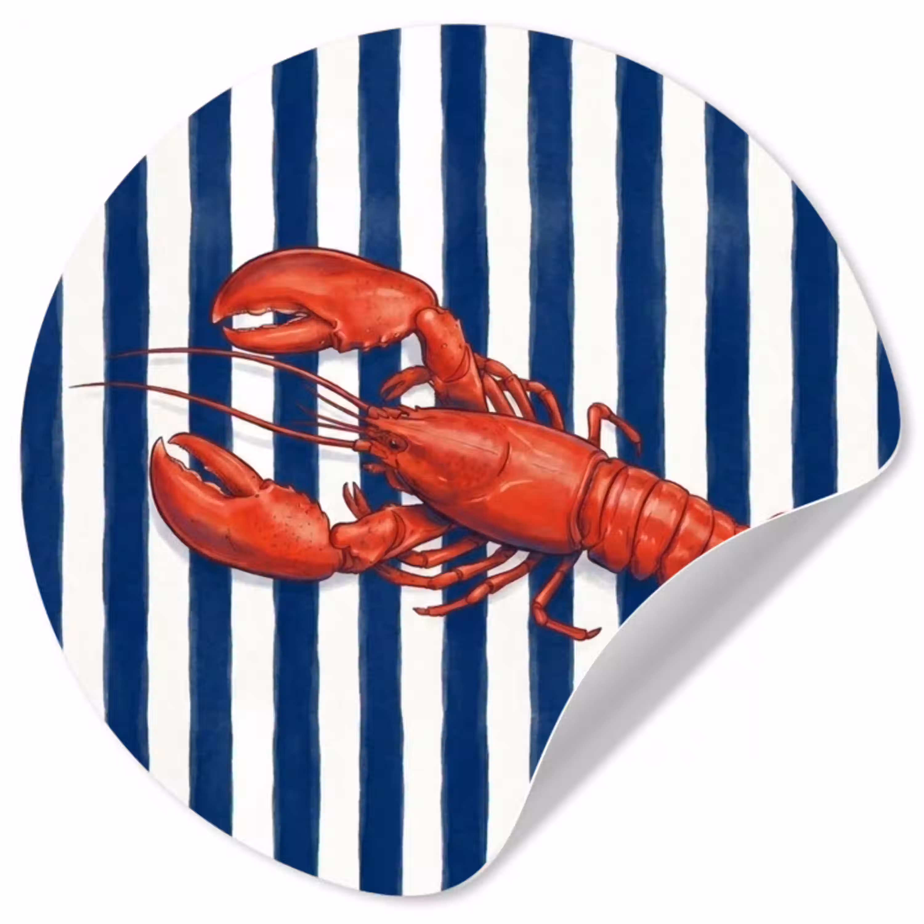Schaaldier - Kreeft - Marine - Illustratie - Rood Wandcirkel behangsticker klein -3d