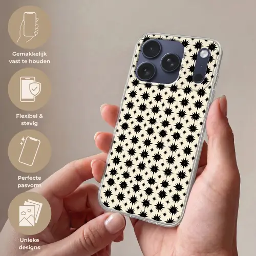 Stervormen - Geometrisch - Zwart Telefoonhoesje iPhone 17 Pro klein 878 -sfeer3_NL