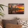 Boeddha beelden - Zonsondergang - Water - Boeddhisme canvas 2cm klein -sfeer1