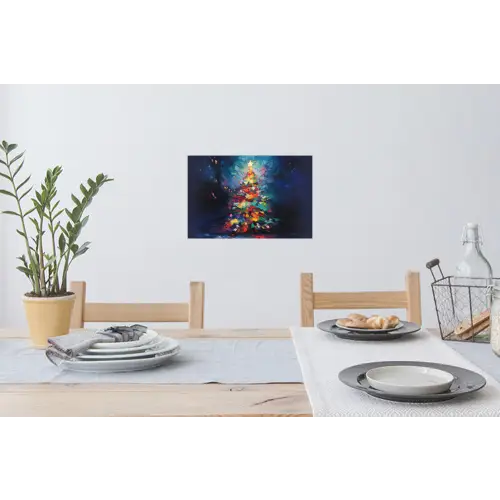 Kerstboom - Kerst - Abstract - Kleurrijk Muursticker klein -eettafel