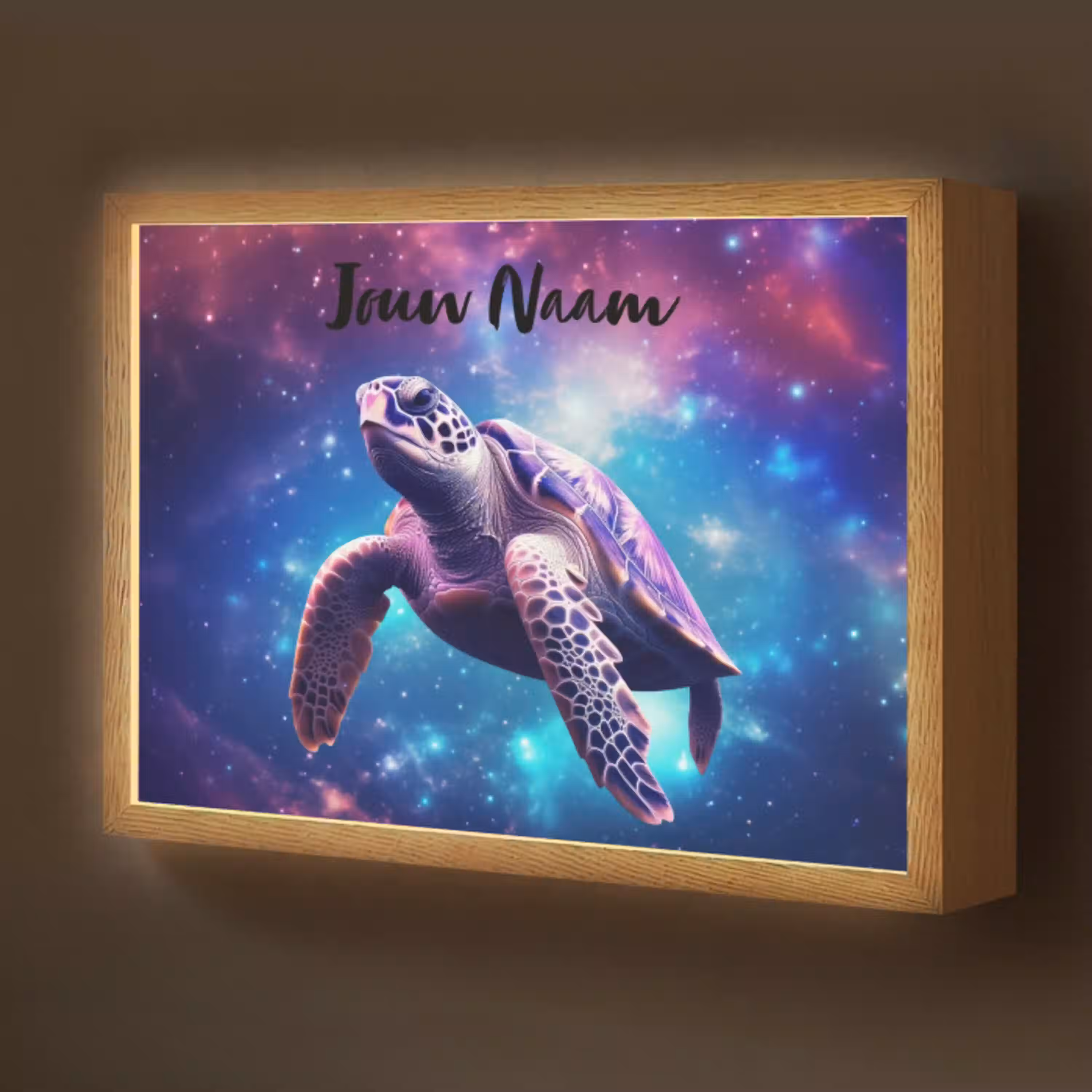 Schildpad - Dier - Galaxy - Ruimte Light Box met batterij (Wandlamp kind) middel -z3d_website