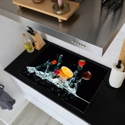 Watersplash - Fruit - Zwart Inductie beschemer met haakjes klein -sfeer1
