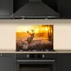 Hert - Dieren - Zonsondergang - Winter - Heide - Natuur keuken achterwand spatscherm klein -sfeer1