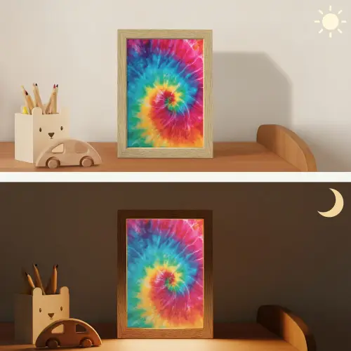 Regenboog - Tie dye - Kleurrijk - Blauw Light Box met kabel klein -sfeer3_kind