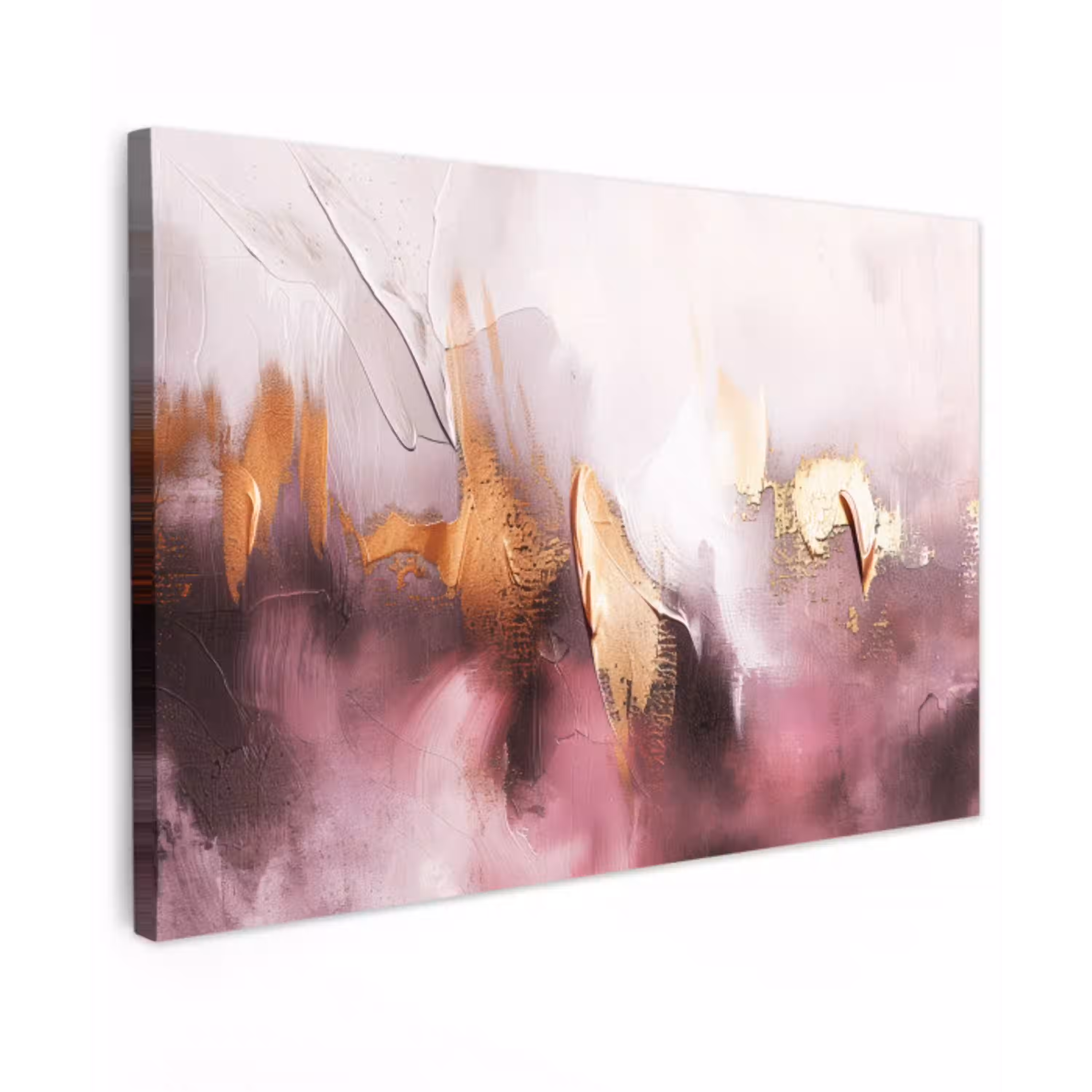 Watercolor - Goud - Roze - Abstract - Kunst canvas 2cm klein -z3d